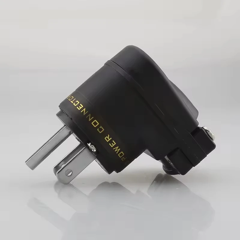 New  24K SCHUKO Mains Right Angle Male Plug to IEC C13 Female Socket HIFI Power Connector