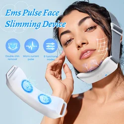 Ems Pulse Face Slimming Device, Double Chin Remover, Facial V Shape Slimming,lifting Vibration Hot Compress Facial Care Massager