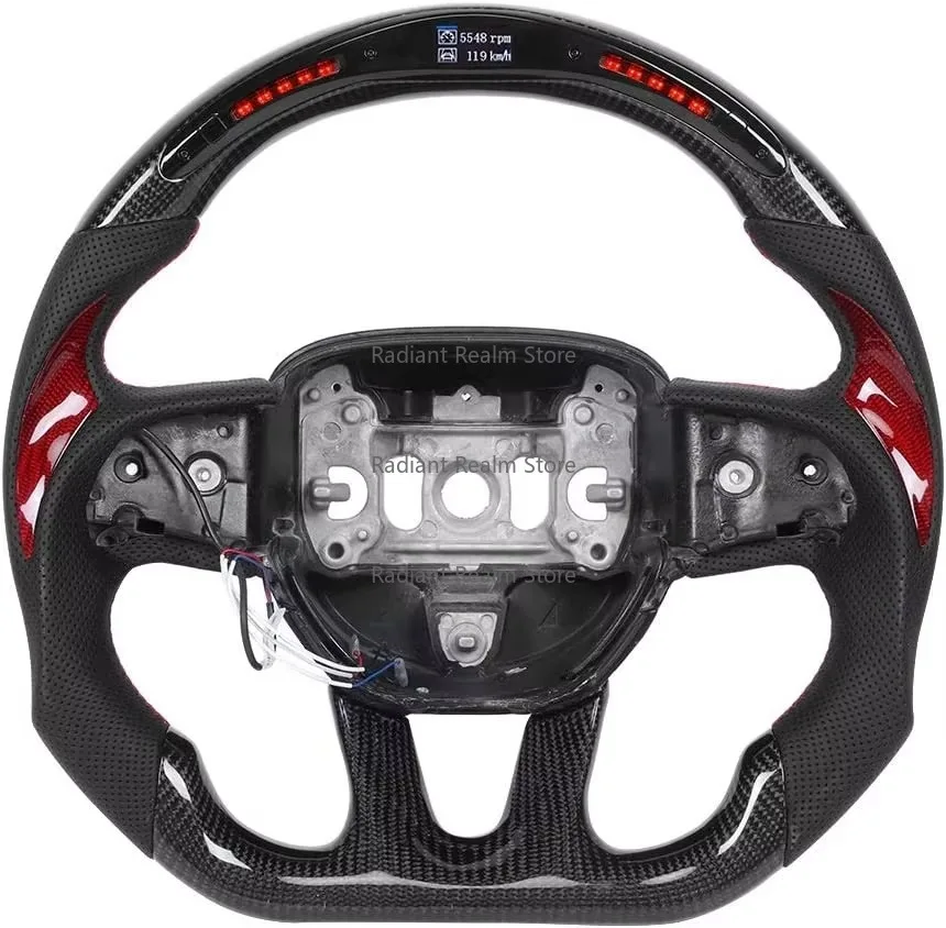 Carbon Fiber Racing Car Steering Wheels With Led Lights for Challenger/Charger 2015-2020