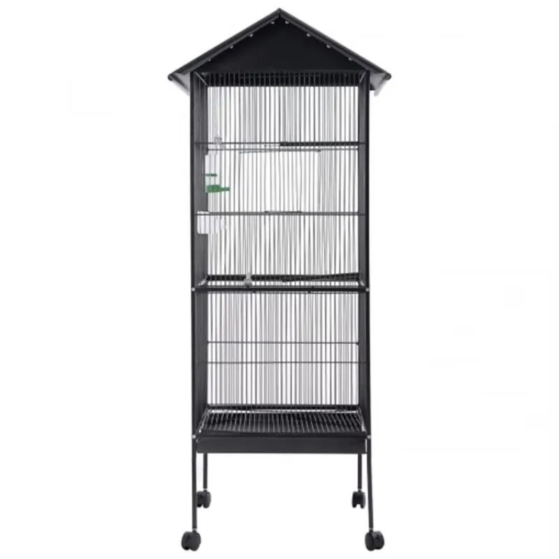 Movable Steel Bird Cage for Parrot with Pet Metal Steel Wire Poof