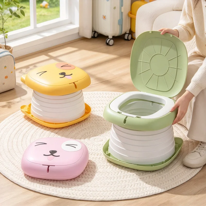 Foldable Leak-Proof Baby Travel Potty, Sealed Anti-Odor Portable Kids Toilet for Car, Outdoor and Travel Use