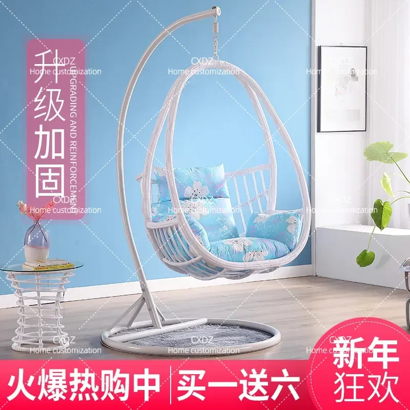 Hanging Chair Rattan Swing Basket for Home Balcony Bedroom Outdoor Lazy Cradle Bird Nest Hammock Nordic Style Garden