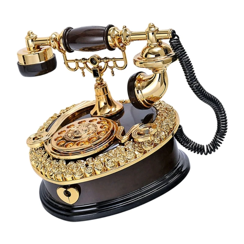 Classical European Rotary Dials Telephone Plastic Music Box Gift For Music Lover HX6C