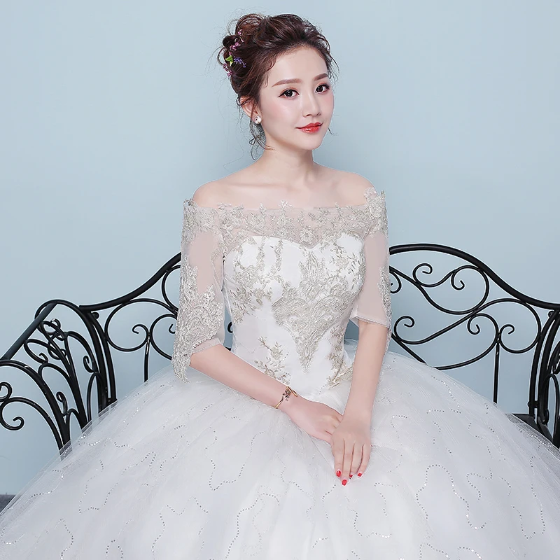 XXN-069#2025 New Brides' Wedding Dress With Flat Fit One Shoulder Embroidery French Court Puff Dress Lace Up Wholesale Cheap