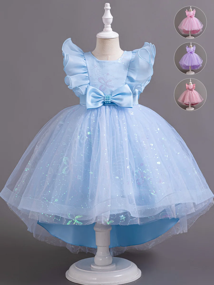 

GG100 Princess Dress Tail Flower Girl Poncho Girl Girl Walking Birthday Party Performance Costume