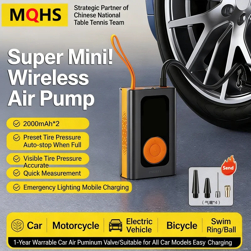 

150PSI 4000mAh Wireless Motorcycle Air Pump Portable Power Bank Fast Air Compressor for Car Tires Bicycle Ball Pressure AIR Pump