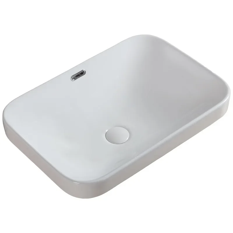 

Ultra-thin rectangular ceramic washbasin semi-embedded washbasin balcony hotel bathroom