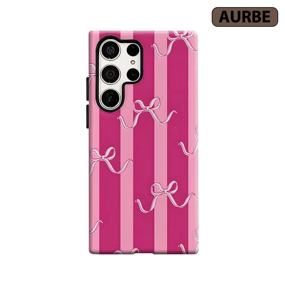 Ribbon Stripe Phone Case For Samsung Galaxy S26 S25 S24 S23 Ultra Plus HD Hard Double Layer Film Cover