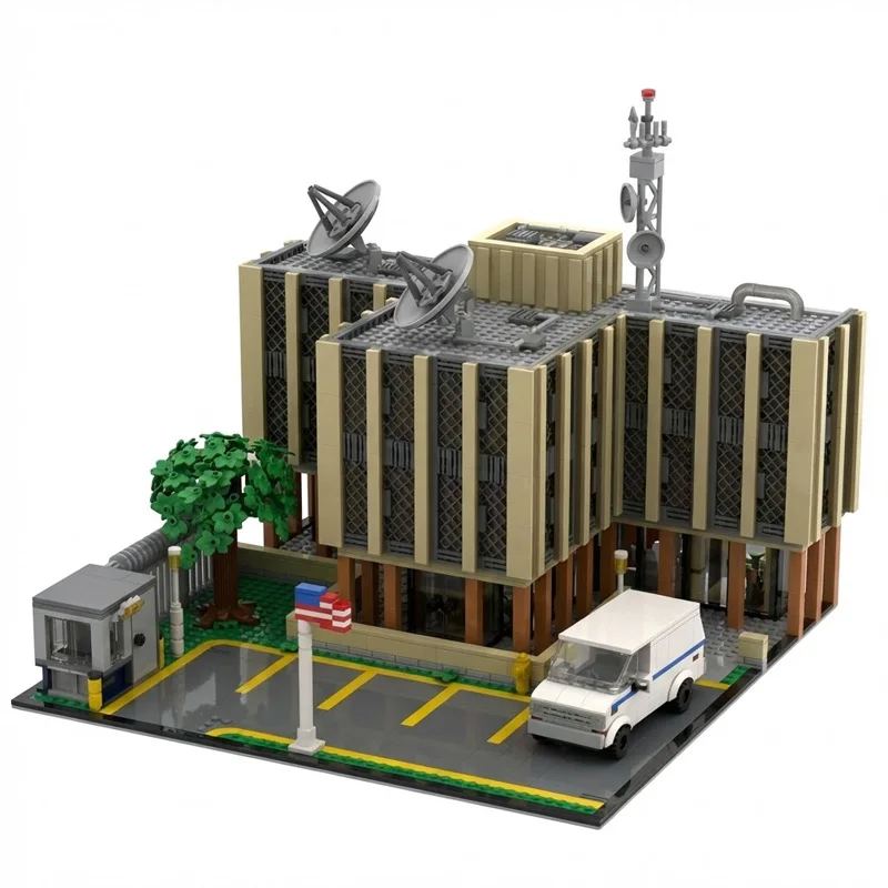Stranger MOC Secret Government Research Laboratory Agency with Satellites & Van Architecture Block Model