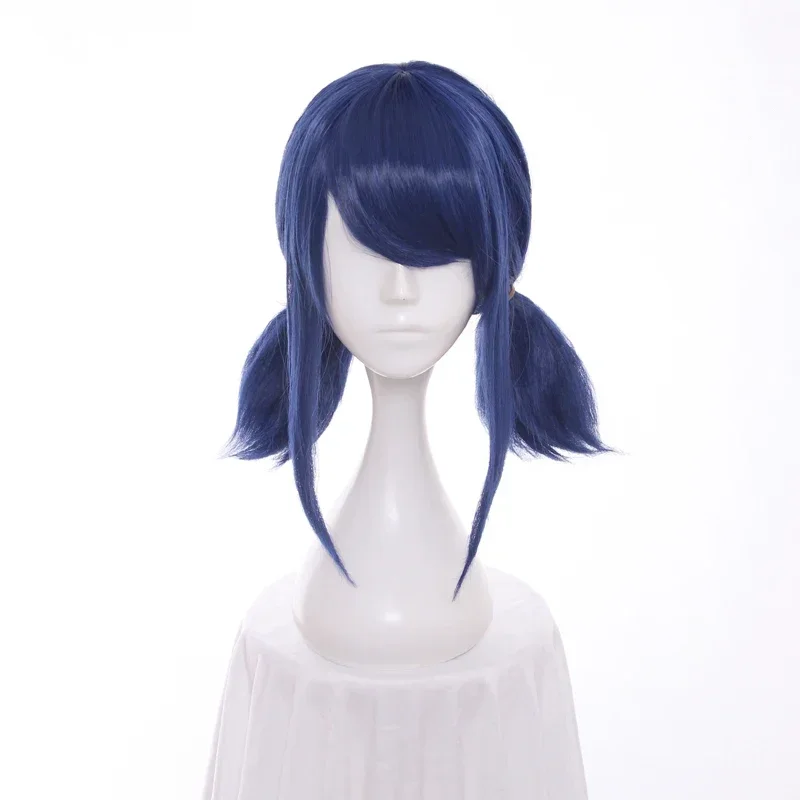 

Wig Ladybug Cosplay Wigs Blue Double Ponytails Straight Cosplay Wig Halloween Heat Resistant Synthetic Hair Wig Cap