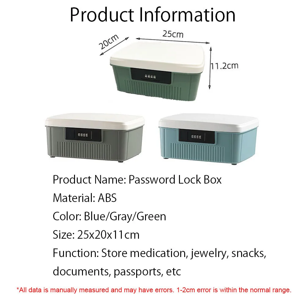 Caja fuerte con cerradura de contraseña de cuatro dígitos, caja de almacenamiento de seguridad para efectivo, joyería, privacidad, pasaporte, medicina, organizador de coche doméstico