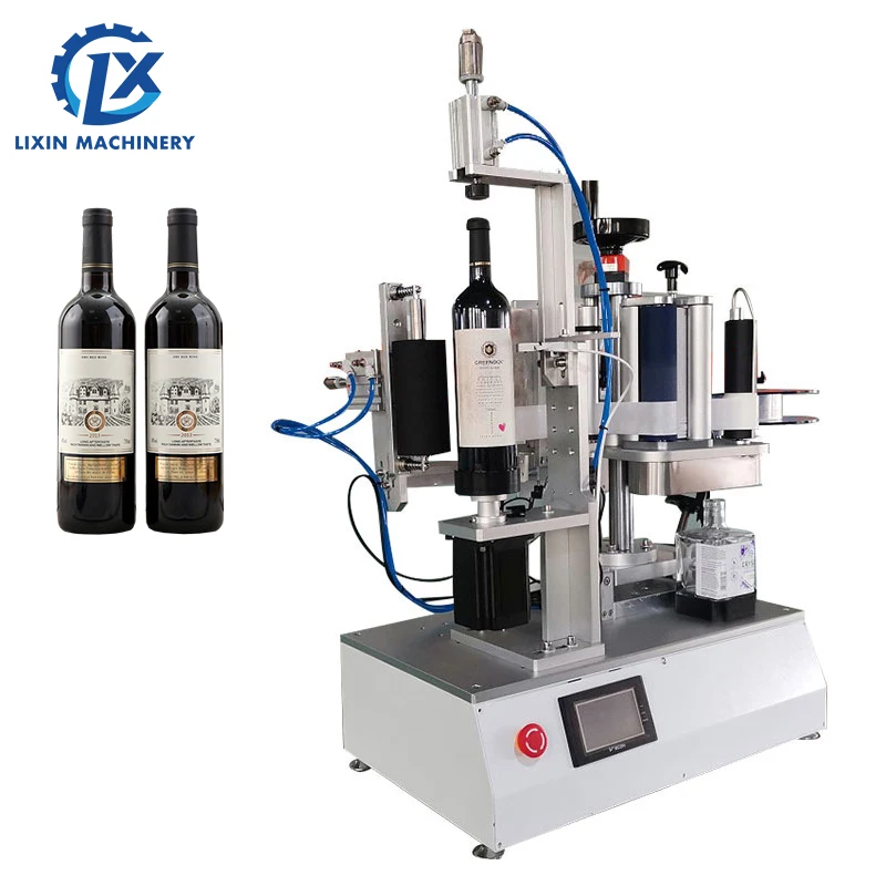 LX-ST700A Desktop Semi-automatic Rolling Rubbing Labeling Machine Flat Round Curved Bottle Label Applicator for Small Business
