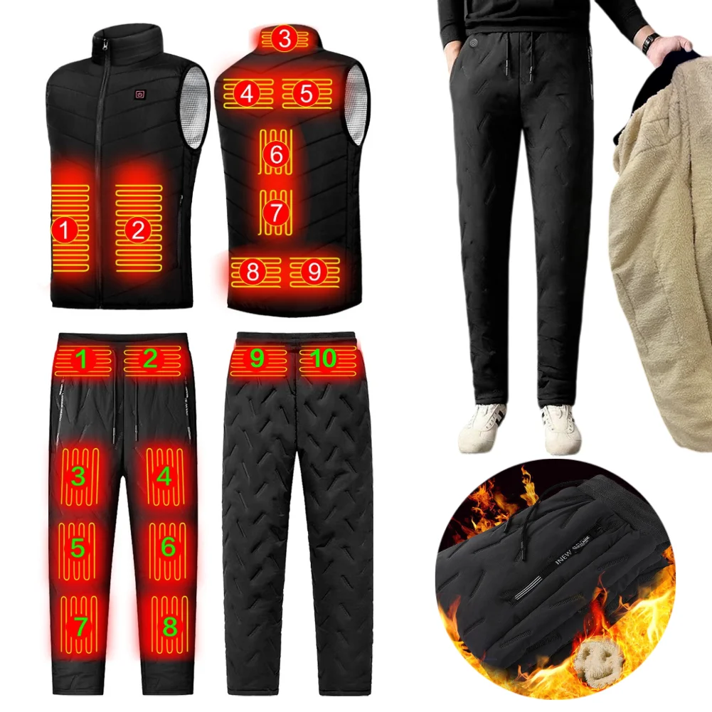 

Брюки унисекс с электрическим подогревом, 10 зон нагрева, Походные штаны с подогревом, 3 режима температуры, водонепроницаемые зимние и уличные