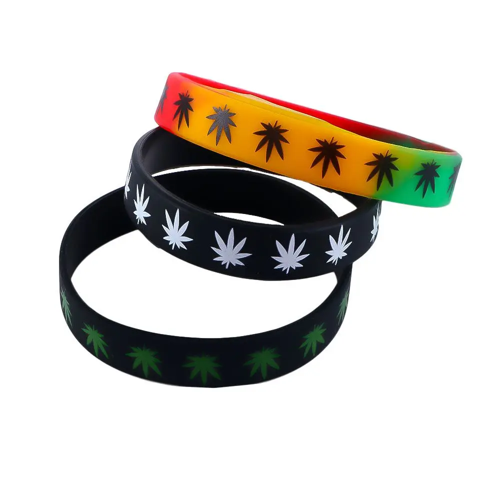 Punk Women Girl Silicone Waterproof Sports Wristband Maple Leaves Maple Leaf Bracelet Wristband Silicone Bracelet Bangle