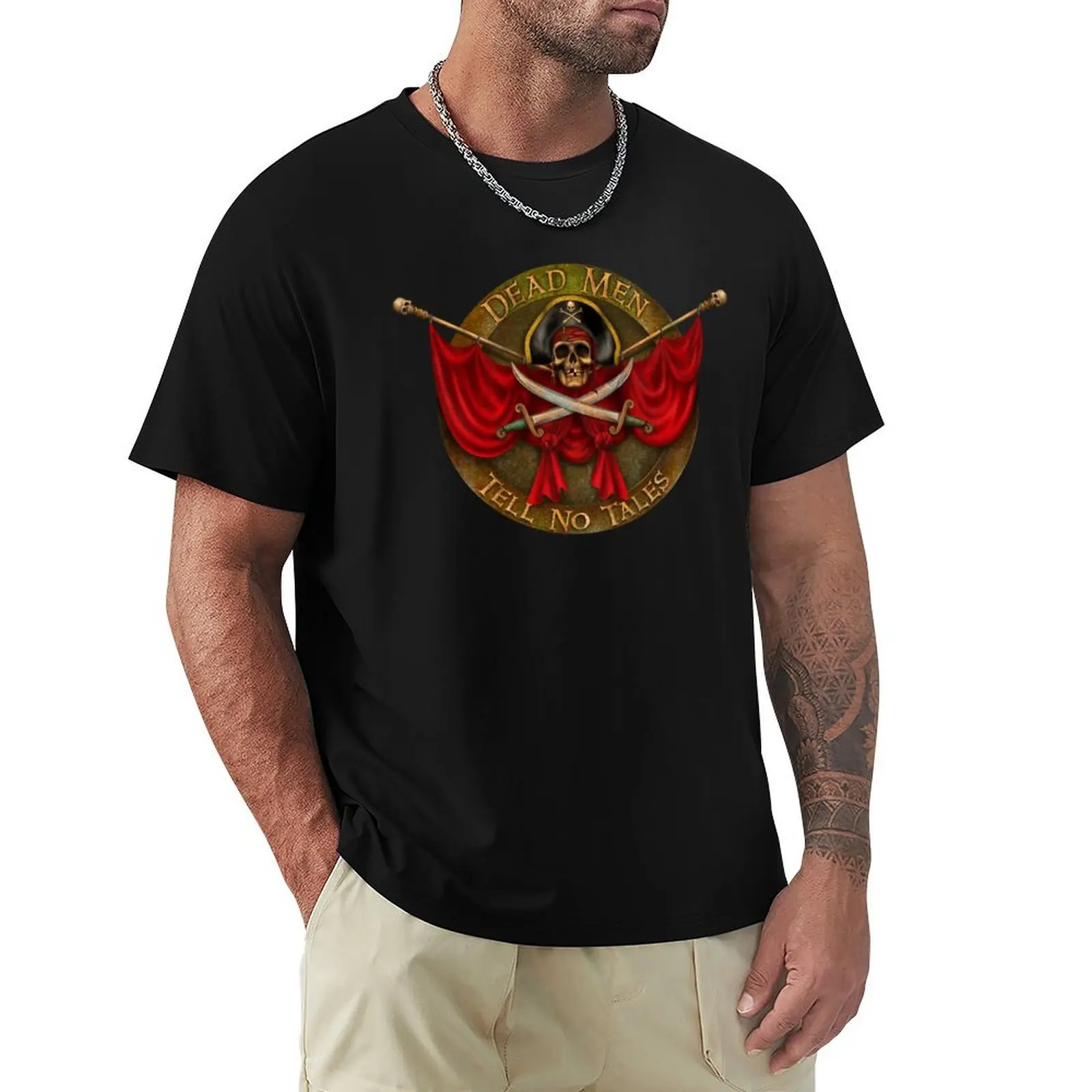 

Dead men tell no tales T-Shirt Basic Solid Color Casual Tee Shirt