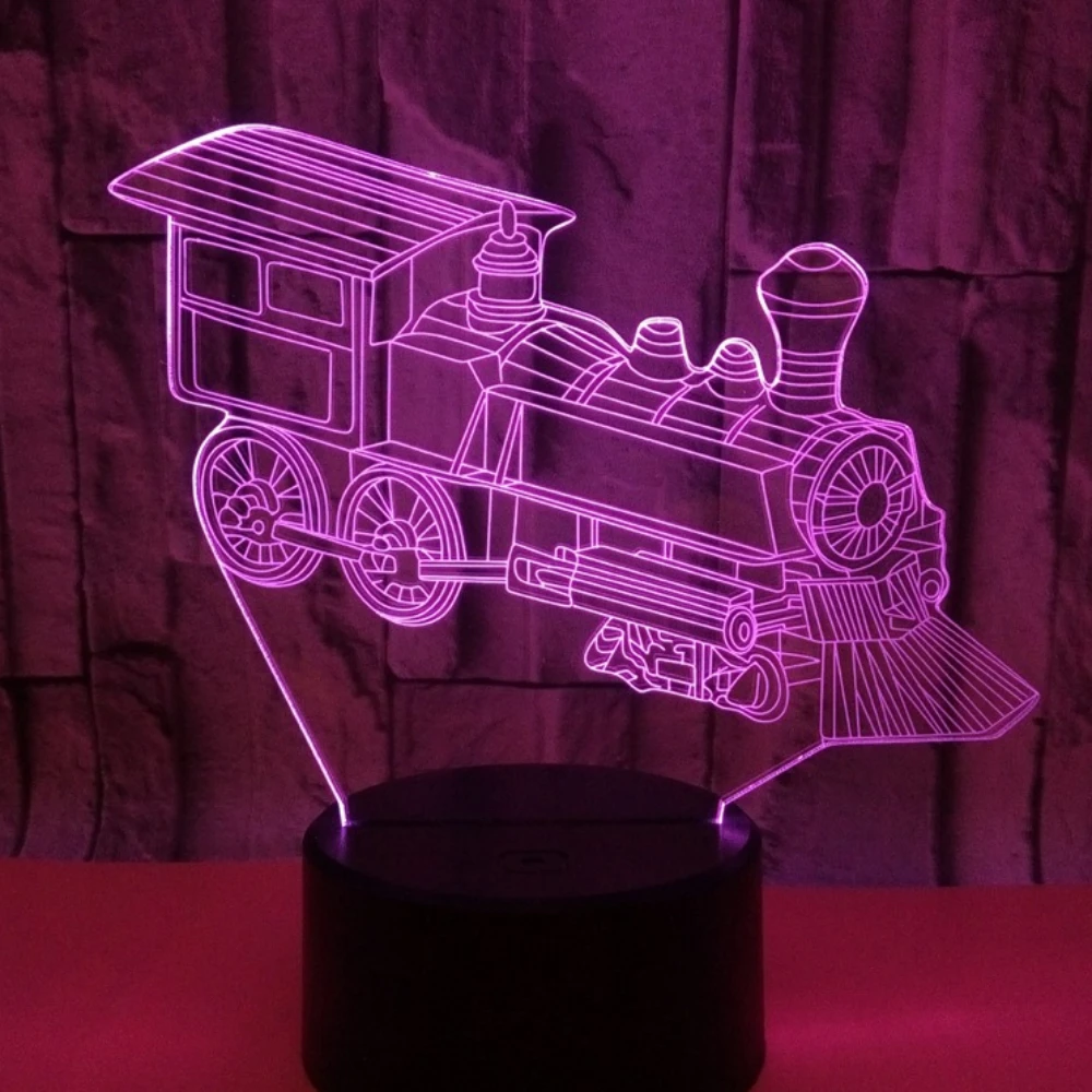 Nighdn Train Night Light 3D Illusion Lamp 7 Colors Changing Nightlight Birthday Christmas Gifts for Kids Boys Bedroom Decoration