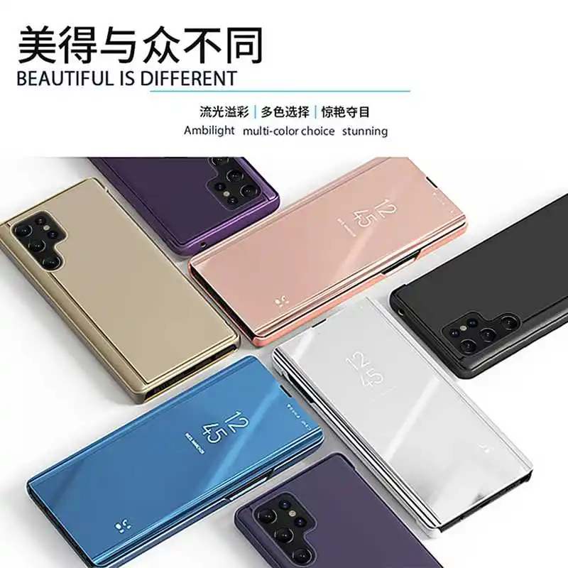 Fundas de teléfono de cuero con tapa de espejo para Samsung Galaxy S26 S25 S24 S22 S23 Ultra FE A56 A36 A55 A35 A15 A34 A16 A54 5G