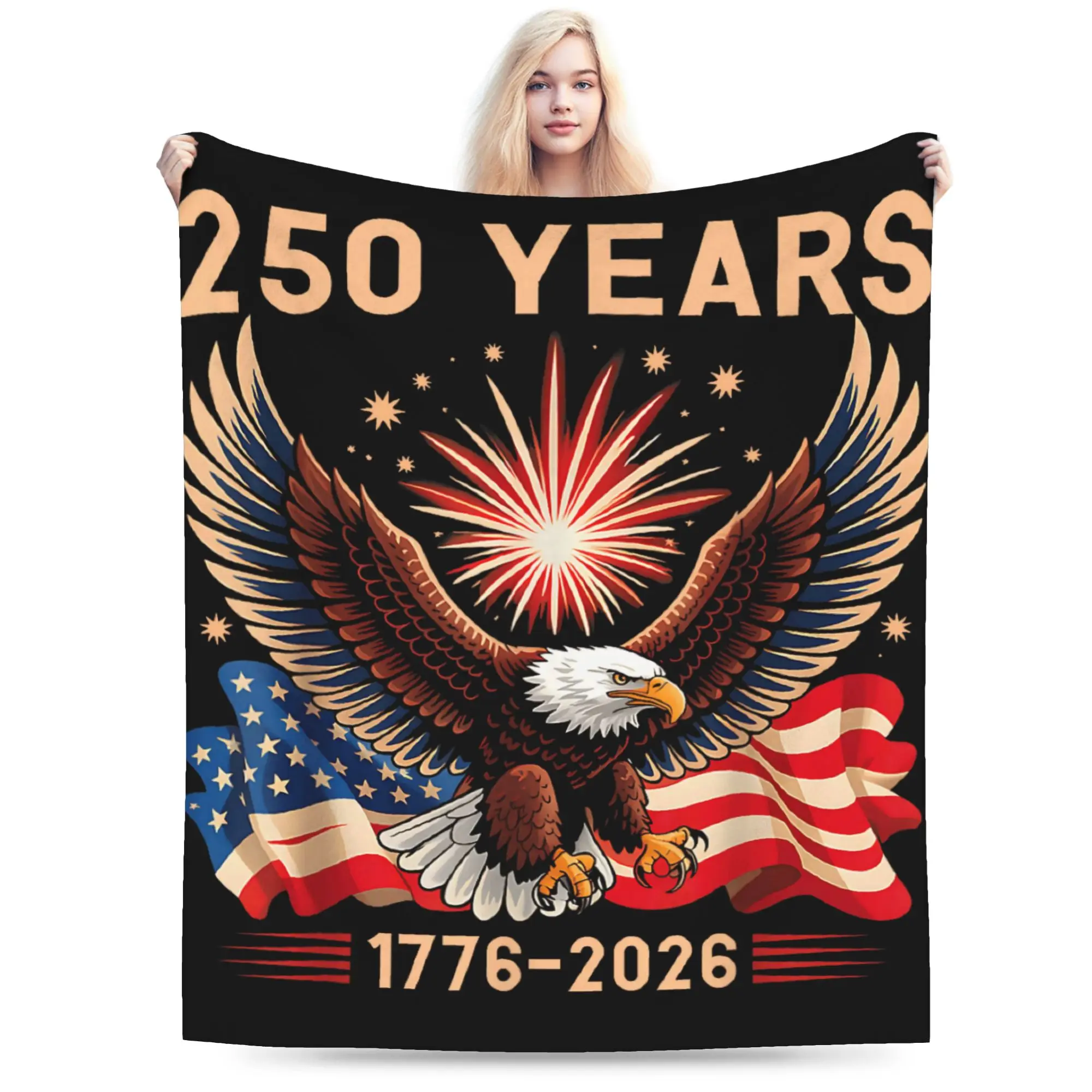 Eagle Flag 250 Years 1776 2026 250th Birthday Plush Blanket Child  Flannel Throw Blanket For Living Room Soft Quality Bedspread