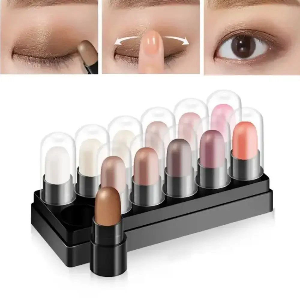 Ombretto in stick perlescente glitter multiuso Penna per ombretto impermeabile a lunga durata Evidenziatore a 24 colori Newbie