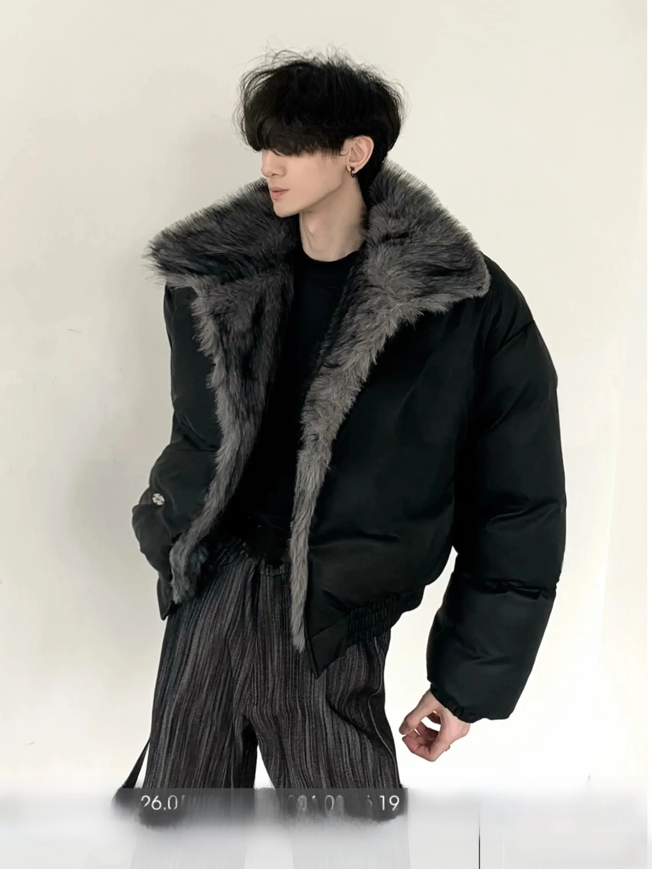 Men's Thickened Short Cotton Jacket with Large Fur Collar Simulated Mink Winter Coat Casual Cleanfit Style Warmth Guaranteed