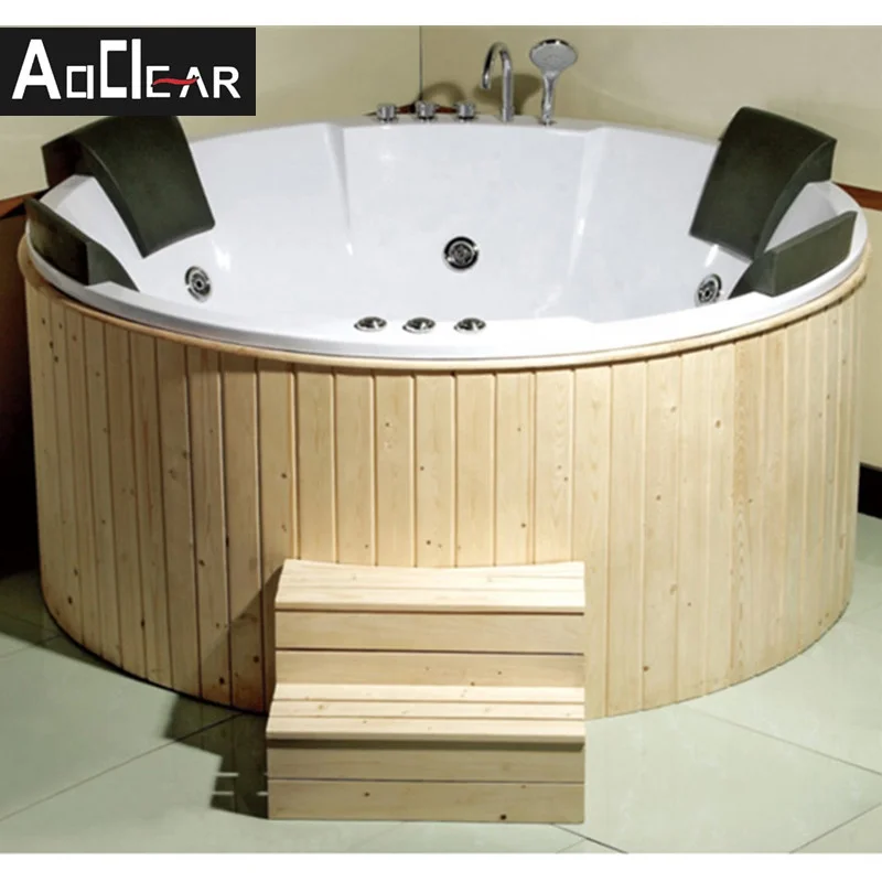 Modern Style Wood ABS Material Round Outdoor Spa Soaking Function Circular Hot Tub Spa Tub
