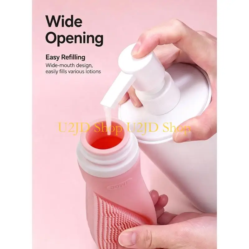 U2JD Wash-Care Travel Bottle with Threaded Cap and Silicone Massage Pad