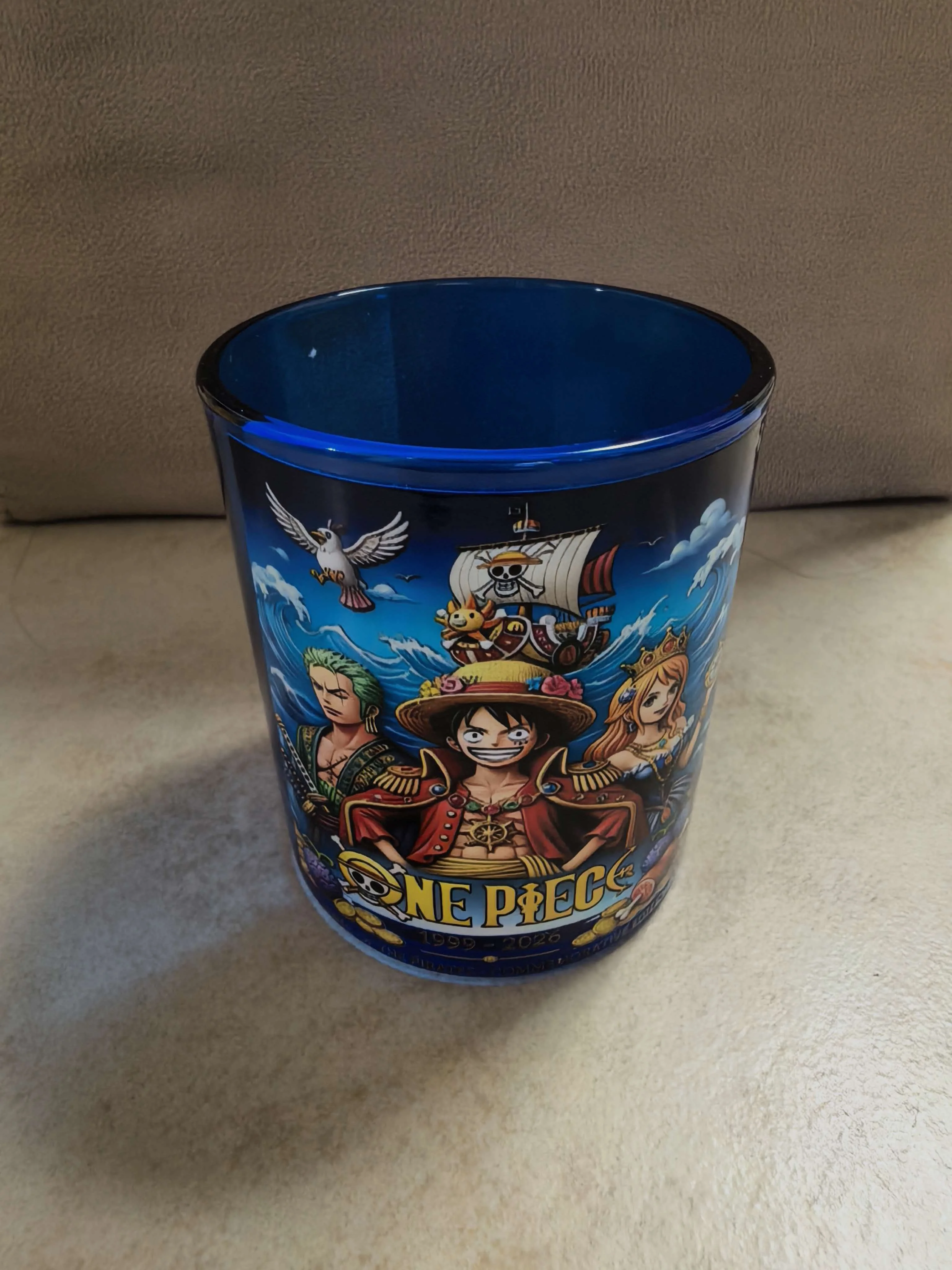 NEW Anime One Piece 30th Anniversary Whiskey Tumbler Cup Luffy Thousand Sunny Nami Glass Drinkware Coffee Mug Gift