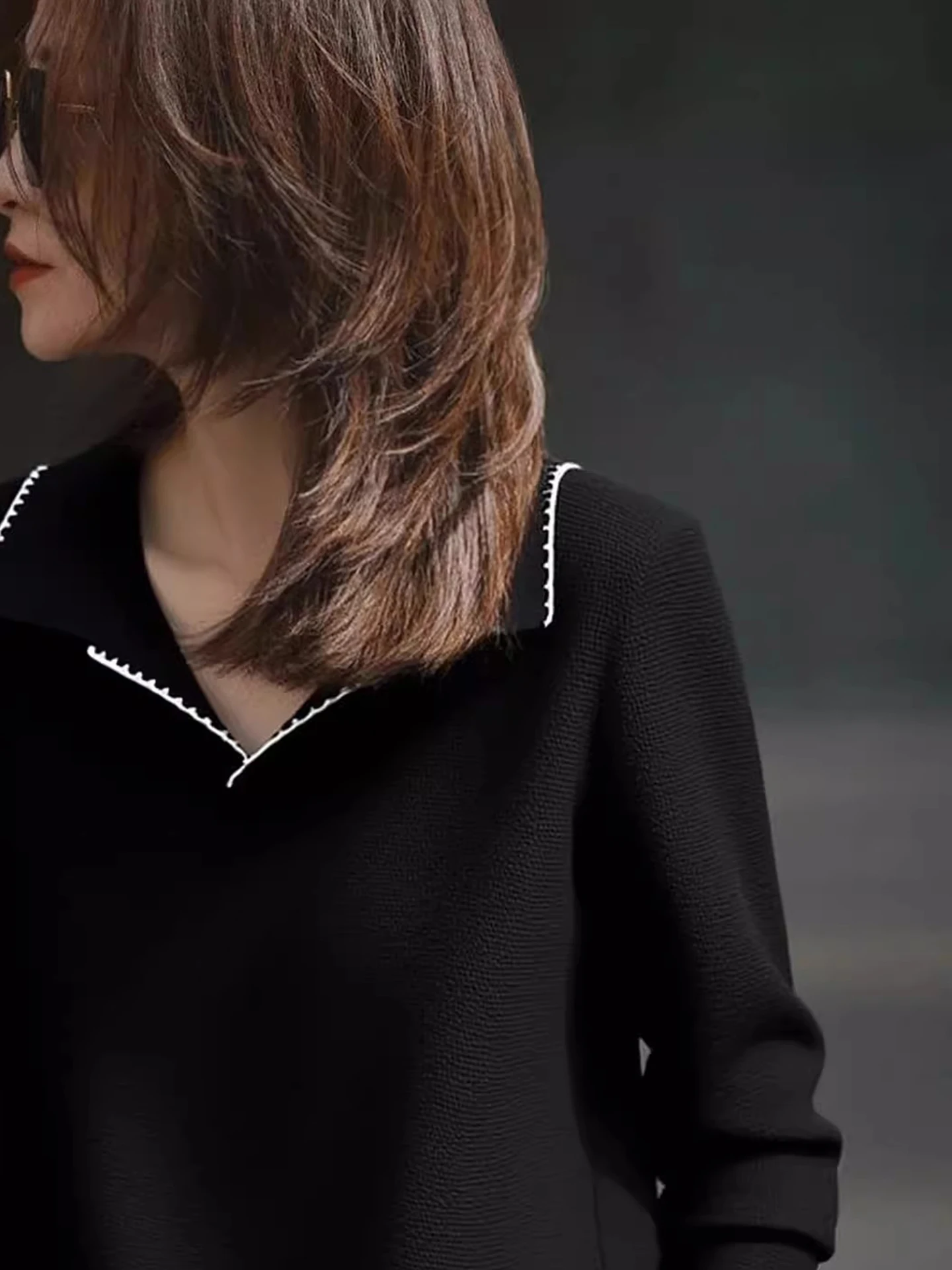 سترة نسائية محبوكة من Ele Long Sve بطبقة أساسية للتخسيس Sle Commute Faion قطع مستقيمة النسخة الكورية #3