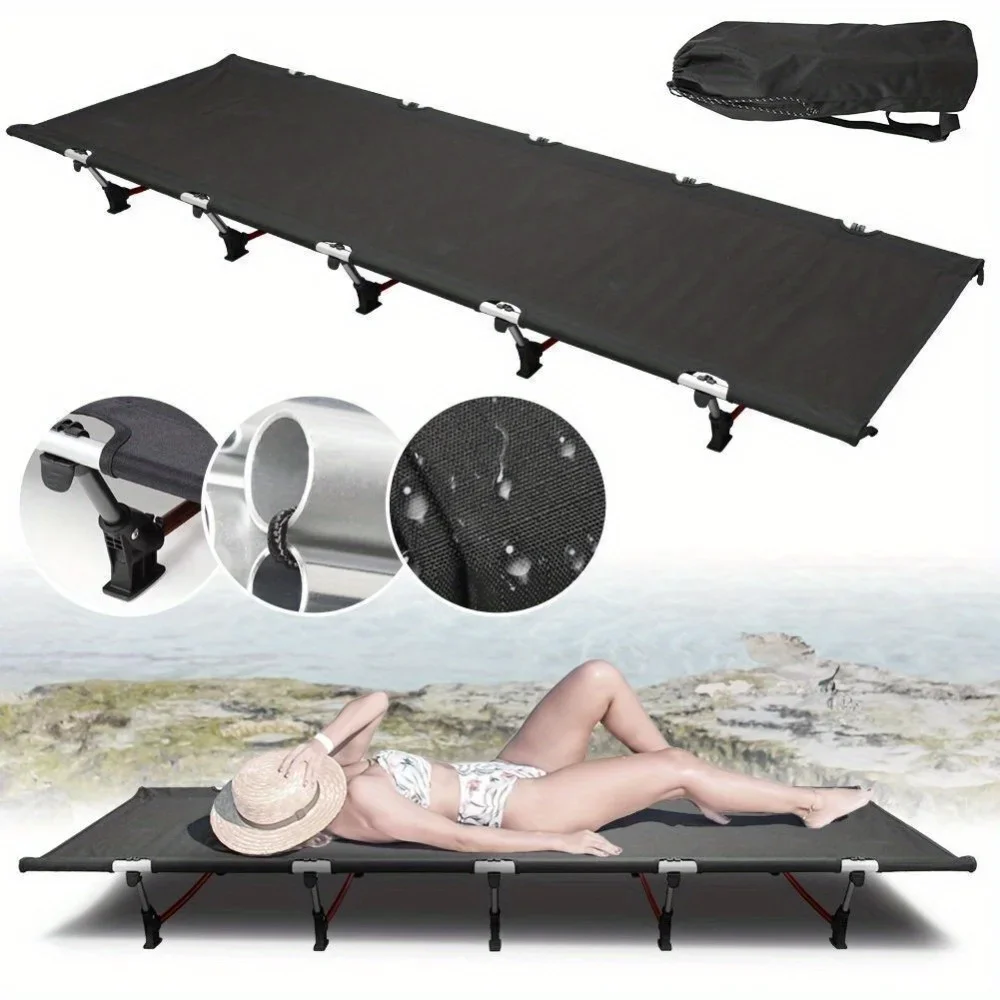 Letto singolo da campeggio, letto portatile da campeggio, letto pieghevole per esterni, con piedini antiscivolo e resistente all'usura, letto pieghevole leggero con accessori per esterni, ideale per