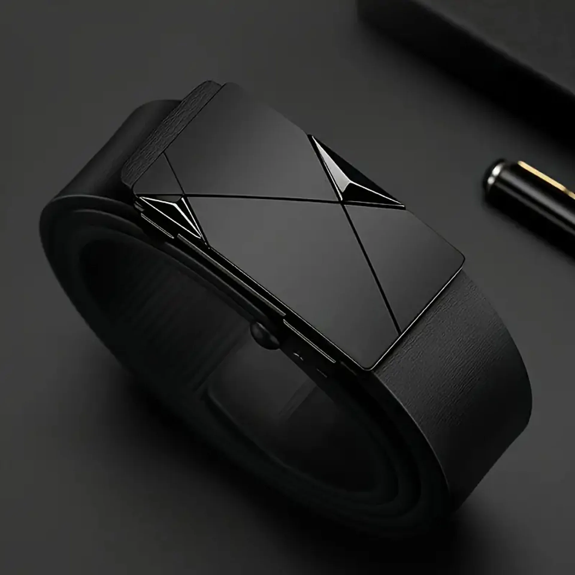 New Men's Belt Fashion Versatile Alloy Toothless Automatic Buckle Leather Business Casual Youth Belt For Men
