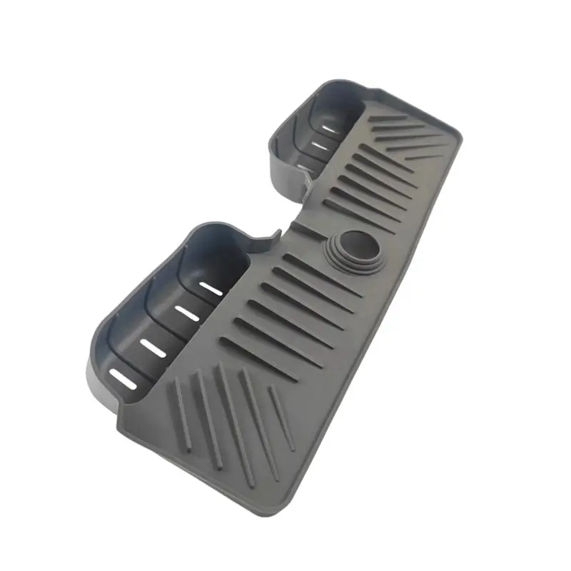 DT39 Kitchen Faucet Absorbent Mat Sink for Splash Guard Silicone Drainage Drying Pad Countertop Protection Tray Grey
