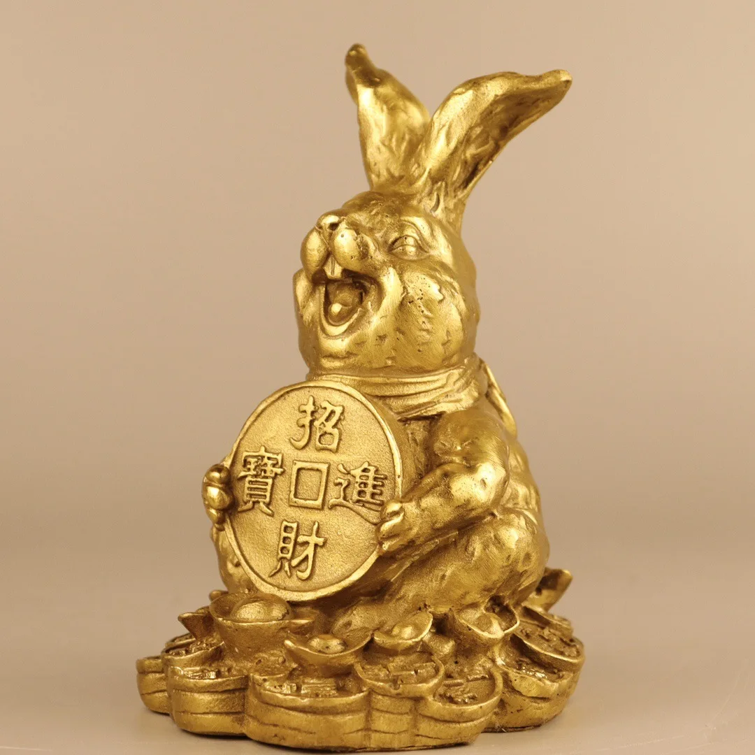 

Pure copper rabbit ornaments rich rabbit zodiac rabbit ingot Ruyi money rabbit decoration crafts gift mascot