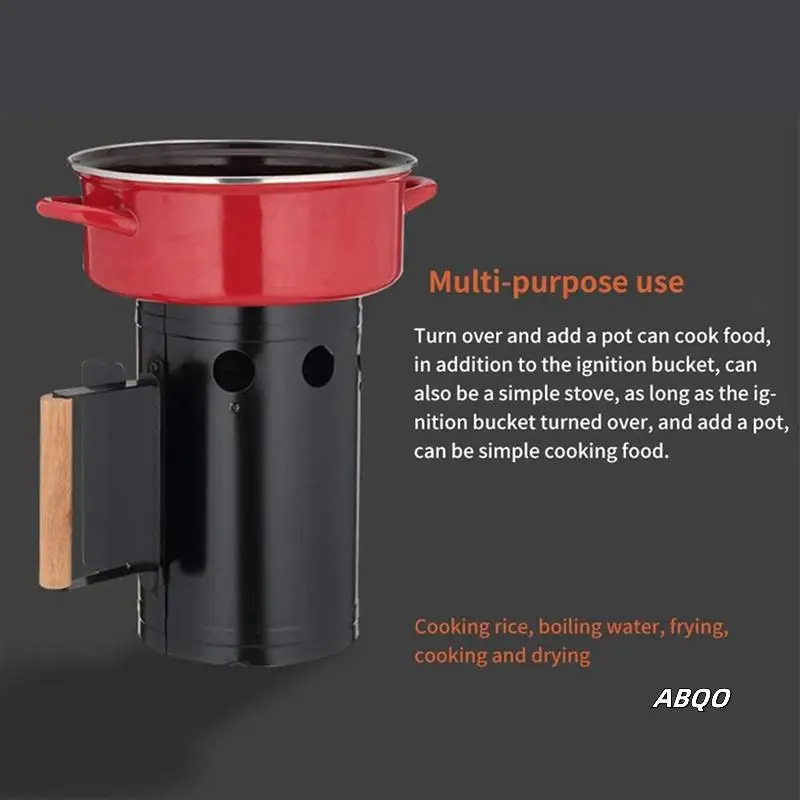 

2X Outdoor BBQ Rack Tools Kitchen Barbecue Fire Chimney Starter Bucket Fast Charcoal Ignition Barrel Carbon Furnace