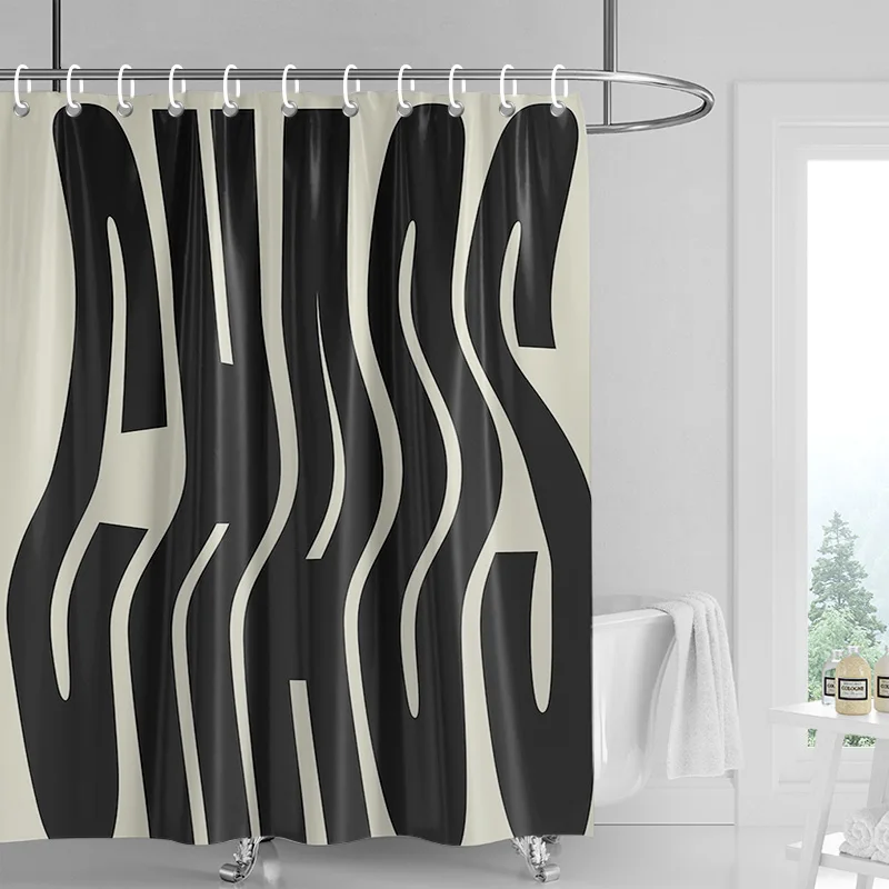 Modern Minimalist Bathroom Waterproof Curtain Abstract Art Geometry Suitable for Bathtub Partition Curtain Bathroom Decoration