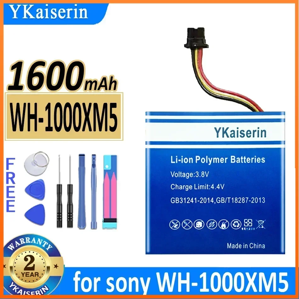 YKaiserin 1600mAh Cell Phone Battery for Sony WH-1000XM5 Bluetooth Headphone 723741 Portablet Batteries Warranty + Free Tools