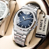 Reloj de Lujo PAAZOMU, Reloj de Negocios para Hombre, Resistente al Agua 50 ATM, Reloj Masculino Luminoso con Fecha, Reloj de Cuarzo Cuadrado de Acero Inoxidable, Reloj para Hombre