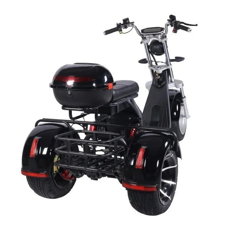 2000V 60V Adult Electric Tricycle Off Road Electric Moped Long Endurance Cargo Commuter Lithium Battery Powered Vehicle