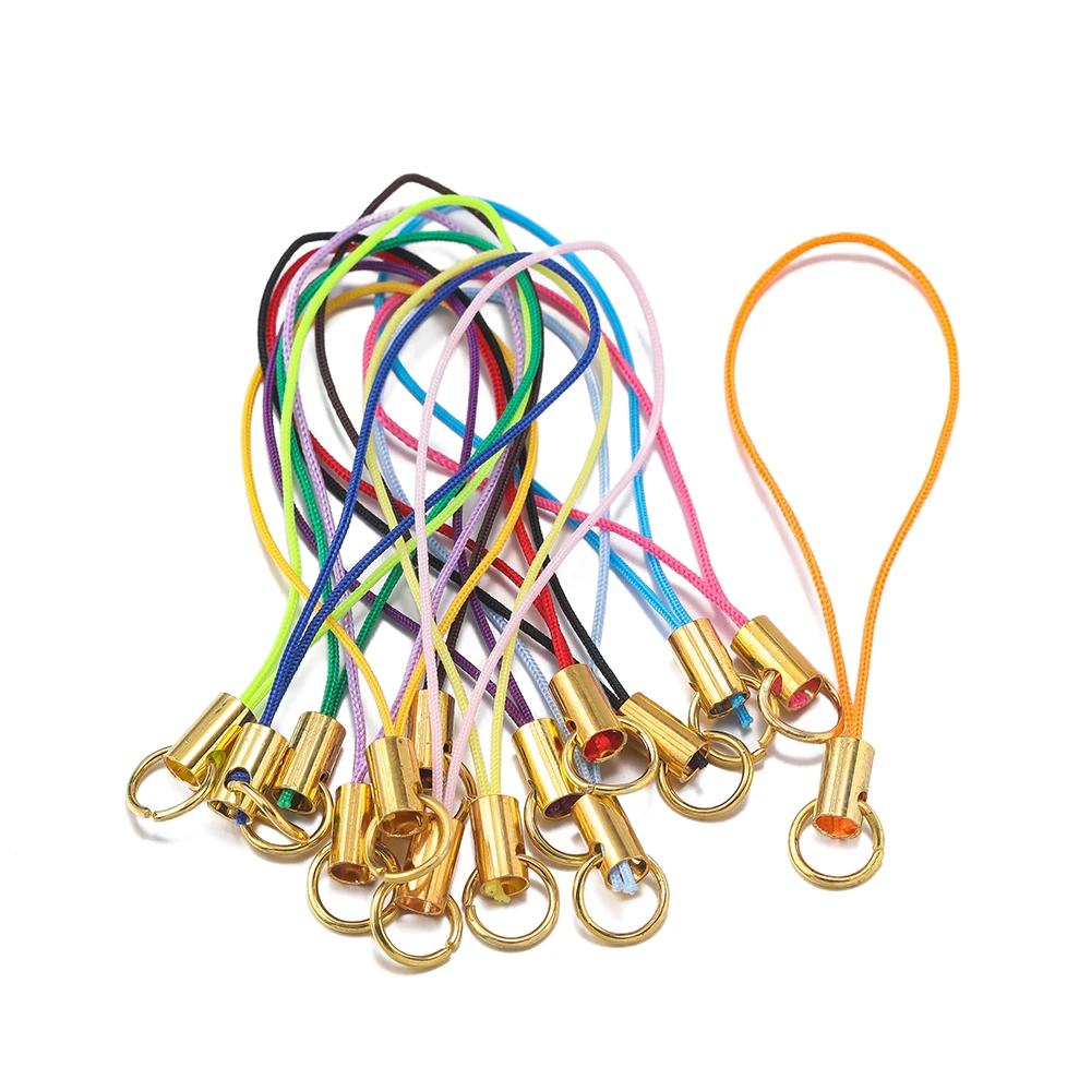 20/50Pcs Colorful Lanyard Strap With Jump Ring Cord Mobile Straps Charm Nylon Key Ring Chain Diy Jewelry Making Accessories