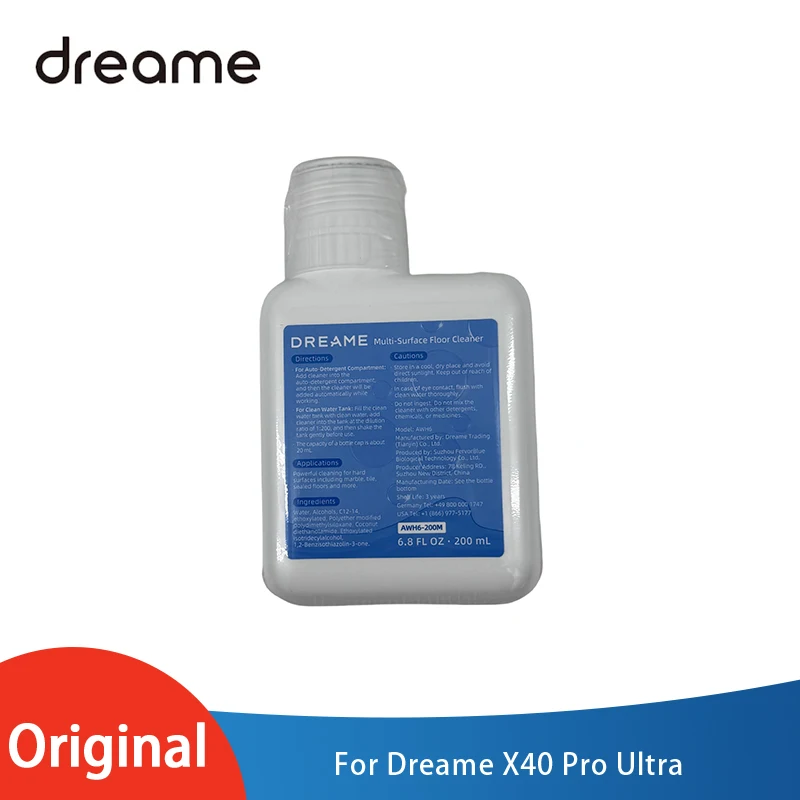 Original Bodenreinigungslösung für Dreame X40 Pro Ultra Staubsaugerteile, Reinigungsmittel, Reinigungsflüssigkeit, Mops, antibakteriell, 200 ml