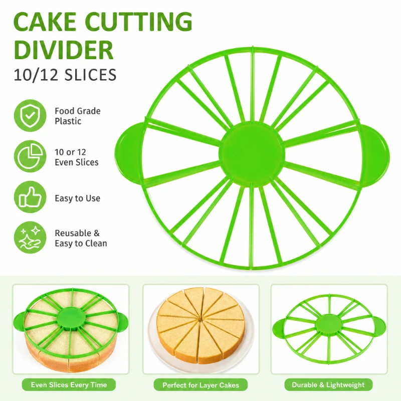 Cake Portion Divider 10 12 Equal Slices Round Plastic Separator Slicer Baking Tool for Cheesecake Pie Mousse Cake