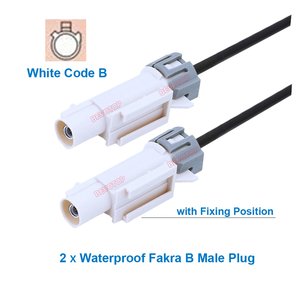 1PCS New Waterproof Fakra Cable White B Male to B Male Plug Connector Fakra Jumper RG174 Cable Car Camera BEVOTOP Auto Cable