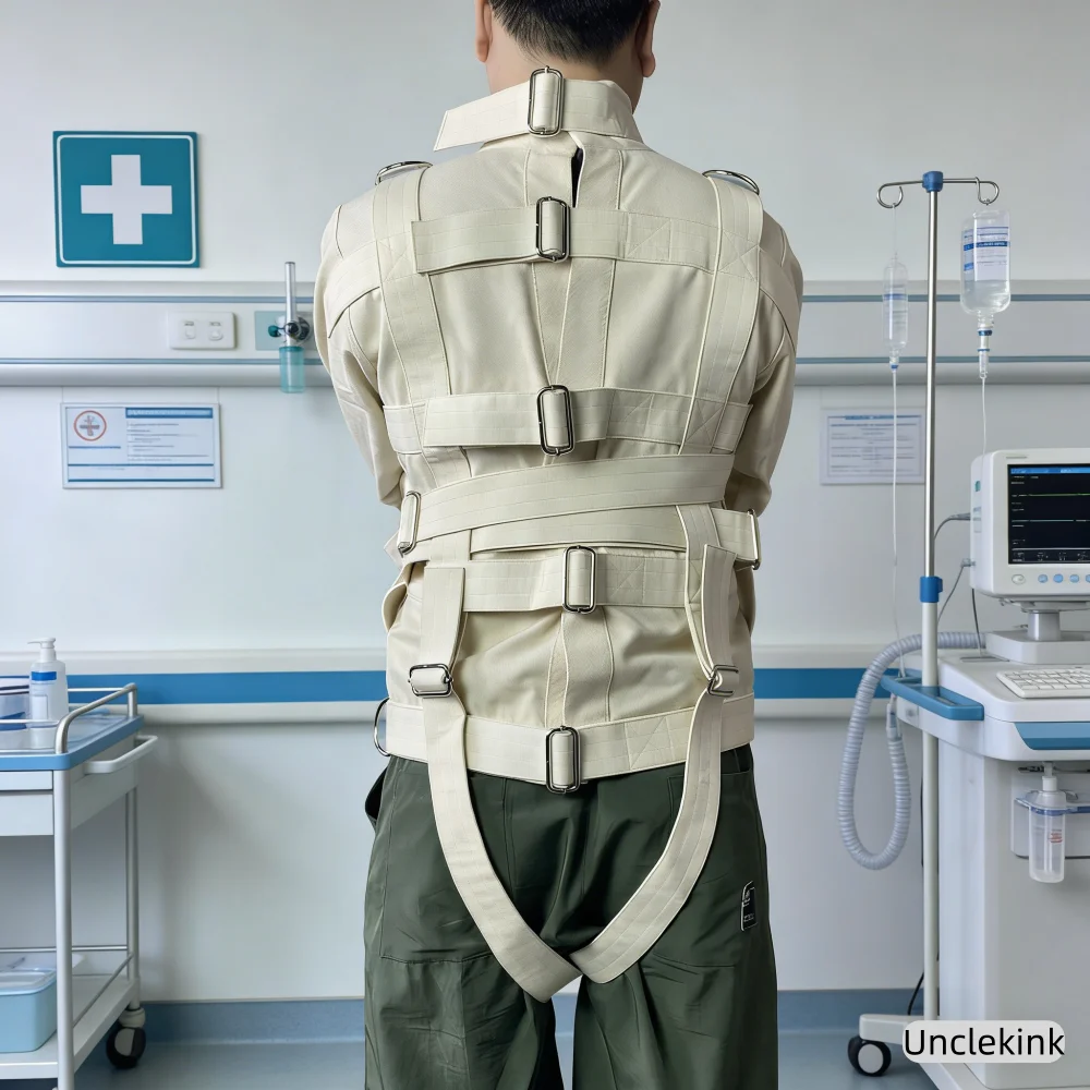 Canvas Straight Jacket Medical Protective Restraint Jacket for Acute Mania Severe Psychomotor Beige Straitjacket Agitation
