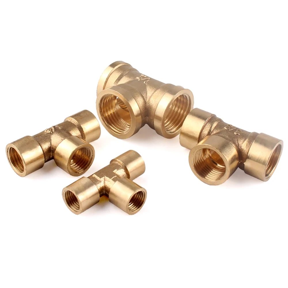Pneumatic Plumbing Brass Pipe Fitting Male/Female Thread 1/8 1/4 3/8 1/2 BSP Tee 90° Elbow Copper Fittings Water Oil Gas Adapter