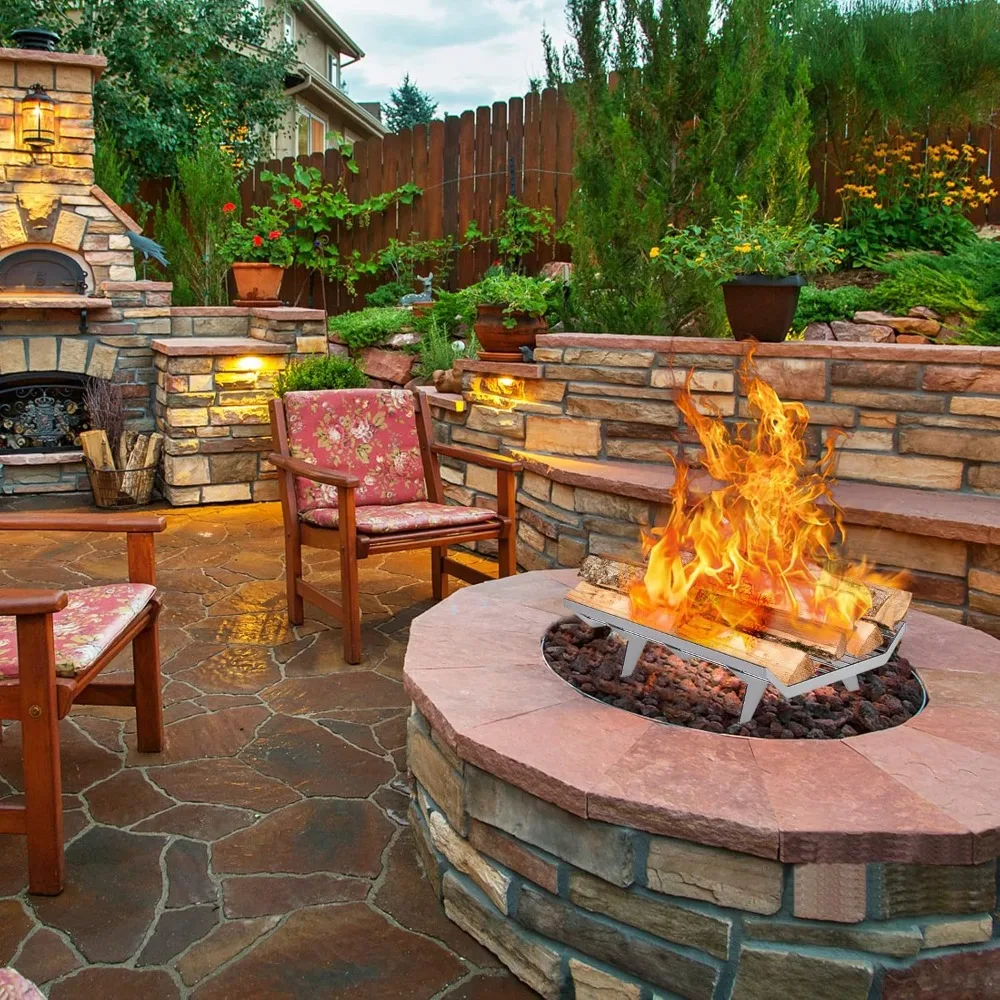 

SUS304 Stainless Steel Fireplace Grate 24 Inch Heavy Duty Wood Stove Burning Rack Holder Hearth Fire Grate for Indoor Outdoor