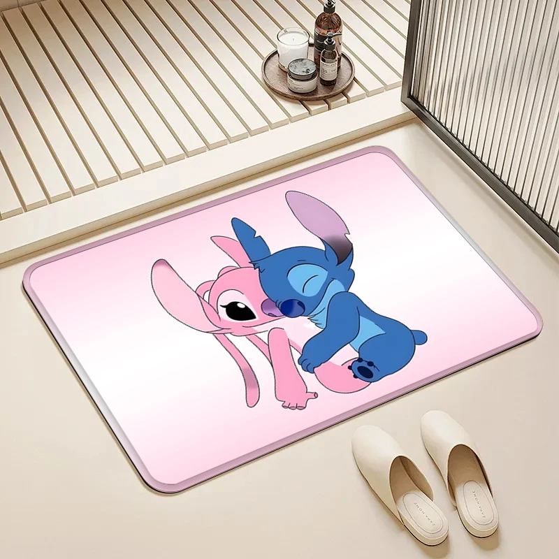 

Disney Stitch & Angel Hug Door Mat Non-Slip Washable Floor Rug for Home Kids Room Bathroom Decor