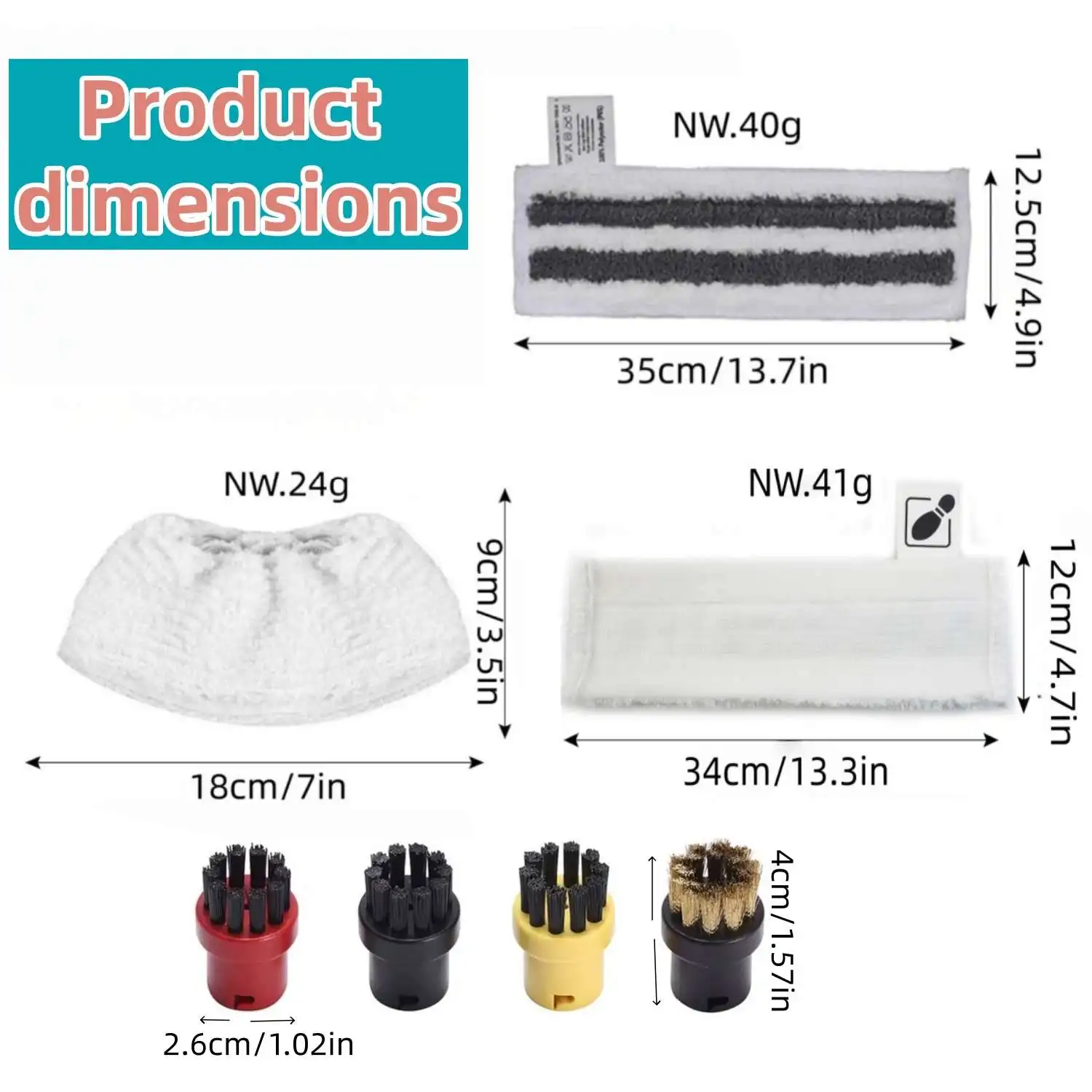 For Karcher Easyfix SC1 SC2 SC3 SC4 Steam Cleaner Accessories Set, Floor Cloth, Hand Nozzles Covers, Abrasive Cloth, Round Brush