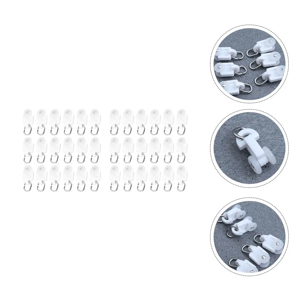 

100 Pcs Curtain Pulley High Quality PE Stainless Steel L Shape Rail Track Slide Hook Adjustable Rollers Wheel Cloth