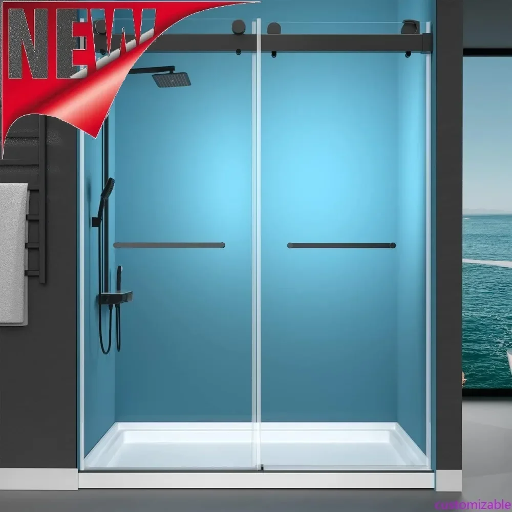 

Customizable-Shower Door 69-72" W X 79" H Double Sliding Frameless Shower Doors With Noiseless Soft Close & Anti-Jumping System
