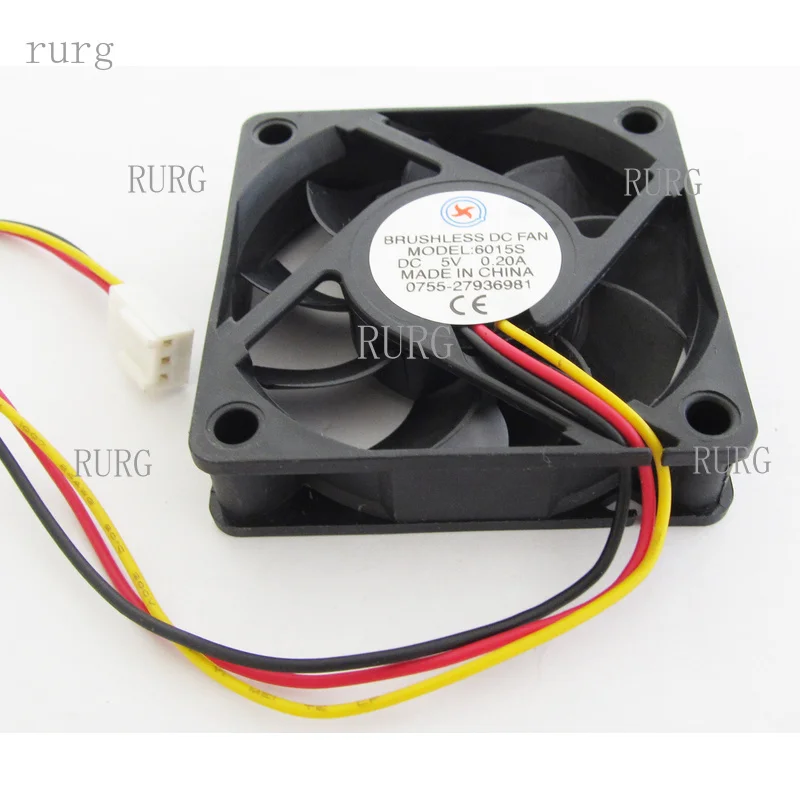 R+ 1-piece brushless DC cooling fan, 60x60x15mm, 60mm, 6015, 7-blade, 5V, 3-pin connector