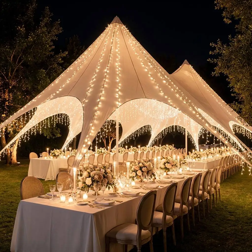Large 20x8.6m Multi Peak Canopy Shelter Oxford Fabric Steel Frame for Festivals Weddings
